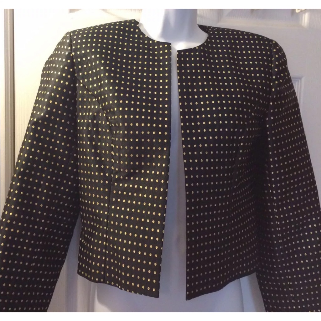 Doncaster Evening Jacket Coat Black Gold Polka Dot